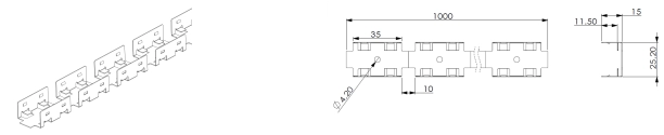 Tipo 4, corrente de instala&ccedil;&atilde;o inoxid&aacute;vel (1mtr por pe&ccedil;a)