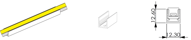 Type1, perfil AL 1 mtr/pcs e 30 mm por pcs