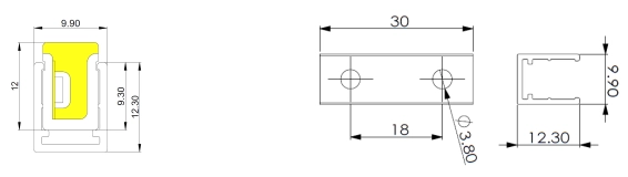 Perfil 9.1AL (1mtr/pcs) e clipe AL (30mm/pcs)