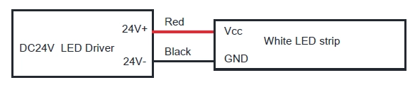 8.1 Informa&ccedil;&otilde;es do fio de cor &uacute;nica: Cabo: Vermelho para Vcc, Preto para GND-
